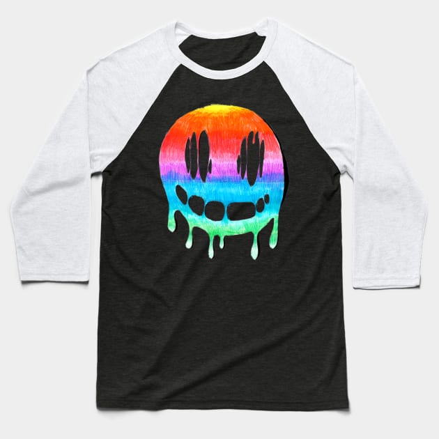 Smiley face metling (rainbow / multicolor) Baseball T-Shirt by Axele's super-cool-store